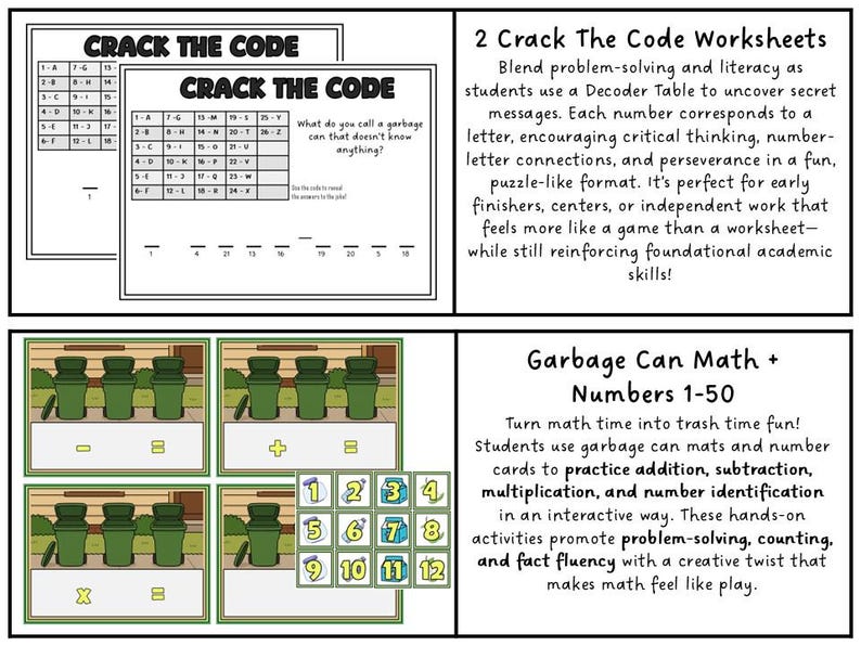 Garbage Truck and Recycling Math + Literacy Bundle for Preschool and ...