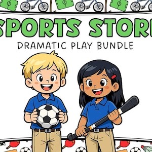 Sports Store Dramatic Play Bundle – Pretend Play Signs, Labels, Props
