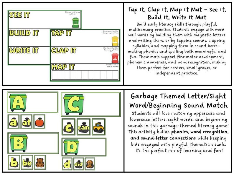 Garbage Problem Words Garbage Truck and Recycling Math + Literacy Bundle for Preschool and ...