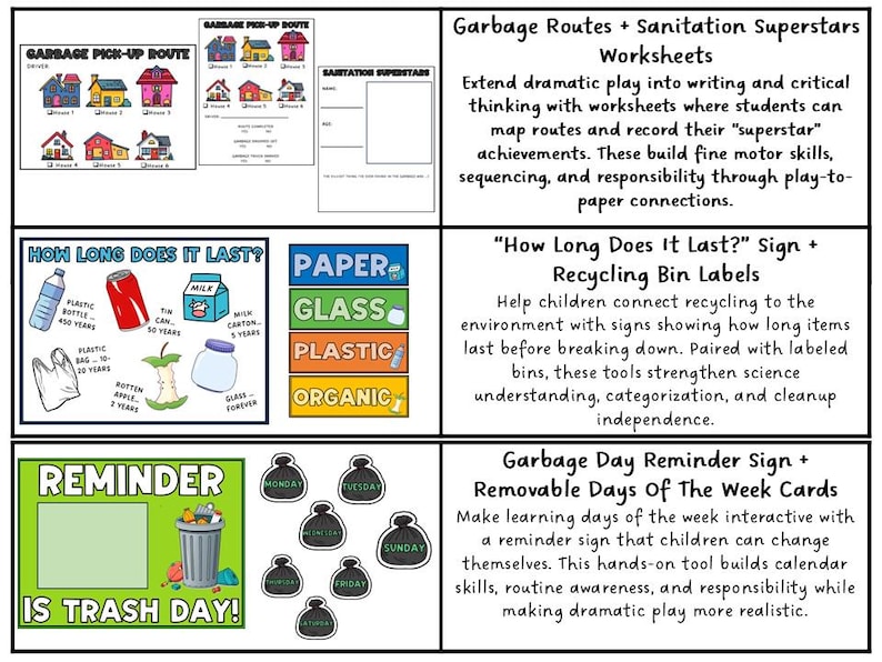 Recycling Center and Garbage Truck Dramatic Play | Preschool & Pre-k ...