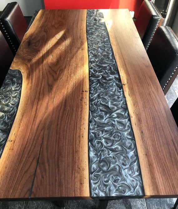 Black Walnuts Pigment River Epoxy Table. Etsy