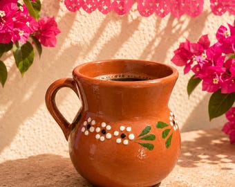 Mexican Clay Mug Jarro de Barro Rustic Kitchen Decor Made in Mexico