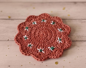 Barro Inspired Crochet Coaster Mexican Home Decor Handmade Cotton