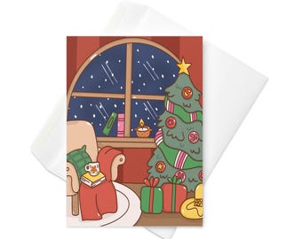 Mexican Christmas Card Cozy Navidad Scene Wordless Holiday Card Candlelit Tree Spanish Card Mexican Illustration Navidad Card Latina Xmas