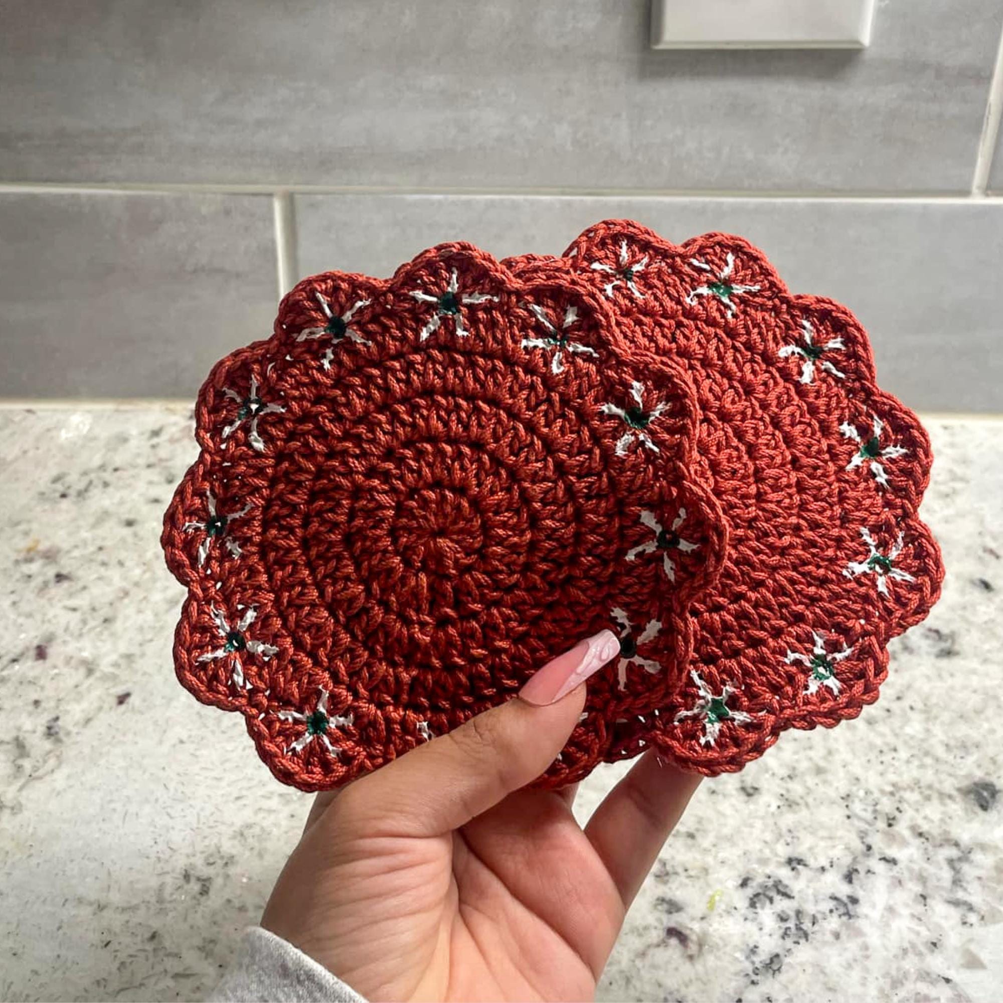 Mexican Barro Style Crochet Coaster Mexican Home Decor Mexican Barro Crochet Handmade Coasters Kitchen Decor Coasters Mexican Style