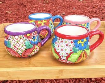 Taza de cerámica de Talavera mexicana hecha a mano Taza de café de cerámica pintada a mano