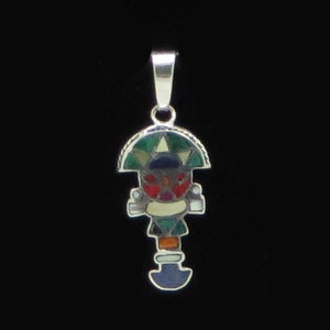 Tumi Pendant Peru 950 Silver and Stone Inlay Sacred Valley PJV16