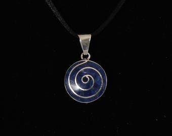 Pachamama Spiral Pendant Stone Inlay Seven Chakra Stones Peru 950 Silver Sacred Valley P112590