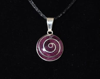 Pachamama Spiral Pendant Shell Inlay Seven Chakra Stones Peru 950 Silver Sacred Valley P112591