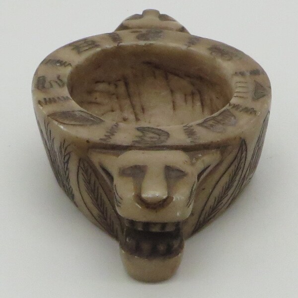 Alabaster Offering Vessel Incense Bowl Jaguar hand carved Sacred Valley Peru