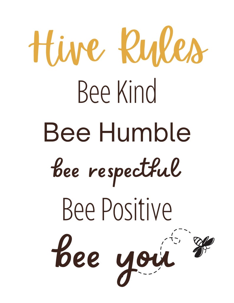 Hive Rules, Bee Classroom Theme, Digital Download, Digital Poster