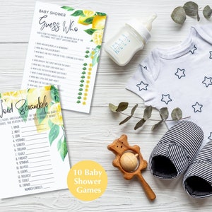 Baby Shower Bundle, Lemon Baby Shower Games, Printable Baby Shower Games, Citrus Baby Shower Games