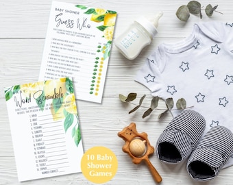 Lemon Baby Shower Games, Printable Bundle (Digital Download)
