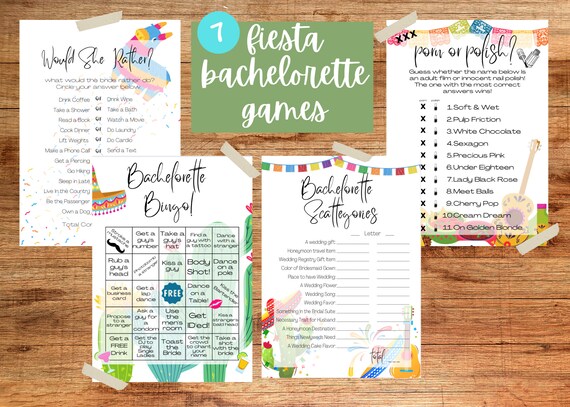 Printable Bachelorette Games Fiesta Bachelorette Games - Etsy