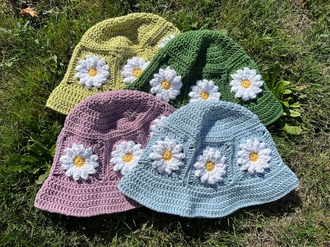 Crochet Flower bucket hat RGY