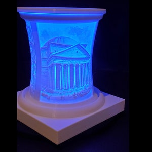 3D light /LED lamp lithophane Featuring Colosseum, Pantheon, and Arch of Constantine .