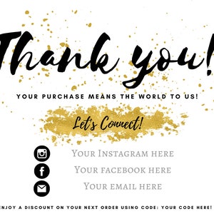Black and Gold Thank You Card