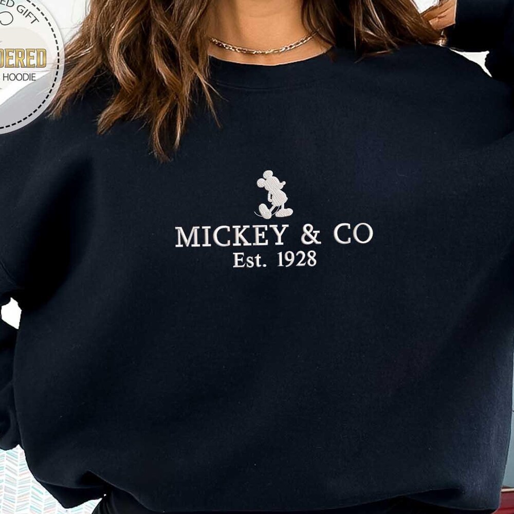 Mickey & Co 1928 Embroidered Sweatshirt, Disney Sweatshirt, Retro Mickey And Co, Disneyworld Shirts, Disney Vacation Shirt, Disneyland Shirt Onlyshirt