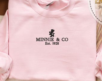 Sudadera bordada de Minnie y compañía, sudadera de Disney, sudadera de Minnie Mouse, sudadera de viaje a Disney, estilo femenino, sudadera con capucha de Disneyworld