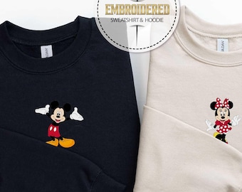 Mickey and Minnie Couples Embroidered Sweatshirt, Disney Sweatshirt,Disneyland Shirt,Mickey Dad Shirt, Minnie Mama Shirt,Disney Family Shirt