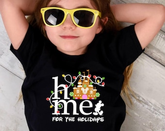 Home For The Holidays T-shirt, Disney Trip Shirt, Christmas Gift For Family, Disney Castle Shirt, Vacation Shirt, Family Trip Tee