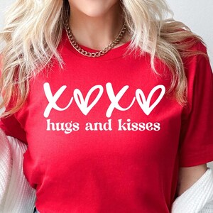 Hugs and Kisses Shirt, XOXO Shirt, Valentines Day Shirt for Women, Valentines Day Gift for Girlfriend, Couple Valentine Shirts, Love Shirt