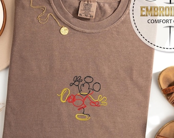 Disney Embroidery Shirt, Mickey Mouse Shirt, Embroidered Design, Disney Shirt, Comfort Colors Tee, Disney Trip Shirt, Disney Vacation Shirt