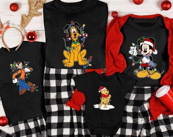 Disney Christmas T-shirt, Xmas Party Shirt, Mickey Mouse Shirt, Pluto Shirt, Mickey and Friends, Stitch Shirt, Santa Vibes Shirt, Goofy Tee