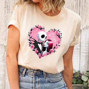 Camiseta de San Valentín de Disney, camiseta de Jack Skellington, Pesadilla antes de Navidad, Te amo hasta la muerte, camiseta de San Valentín, camiseta de pareja de Disney imagen 2