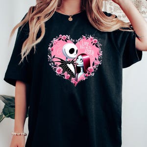 Camiseta de San Valentín de Disney, camiseta de Jack Skellington, Pesadilla antes de Navidad, Te amo hasta la muerte, camiseta de San Valentín, camiseta de pareja de Disney imagen 1