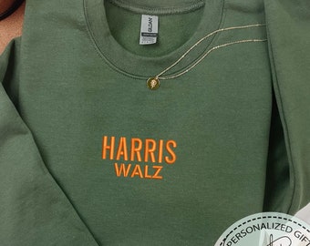 Harris Walz Embroidered Sweatshirt, Kamala Harris Sweatshirt, Kamala Harris 2024 Election Shirt, Democratic Party Shirt, Election Sweatshirt