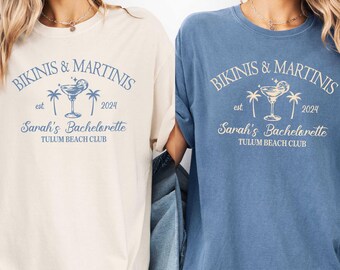 Bikinis and Martinis Bachelorette Party Shirt,Custom Location Bachelorette,Final Fiesta Bach Club, Comfort Colors,Custom Bachelorette Shirts