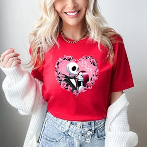 Camiseta de San Valentín de Disney, camiseta de Jack Skellington, Pesadilla antes de Navidad, Te amo hasta la muerte, camiseta de San Valentín, camiseta de pareja de Disney imagen 4