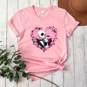 Camiseta de San Valentín de Disney, camiseta de Jack Skellington, Pesadilla antes de Navidad, Te amo hasta la muerte, camiseta de San Valentín, camiseta de pareja de Disney imagen 3