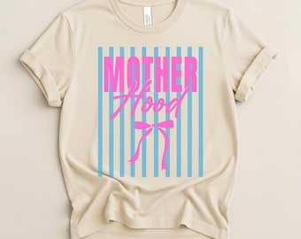 Motherhood T-shirt, Mama Shirt, Pink Vibes, Coquette Shirt, Bow Shirt, Pregnancy Reveal, Best Mom Ever