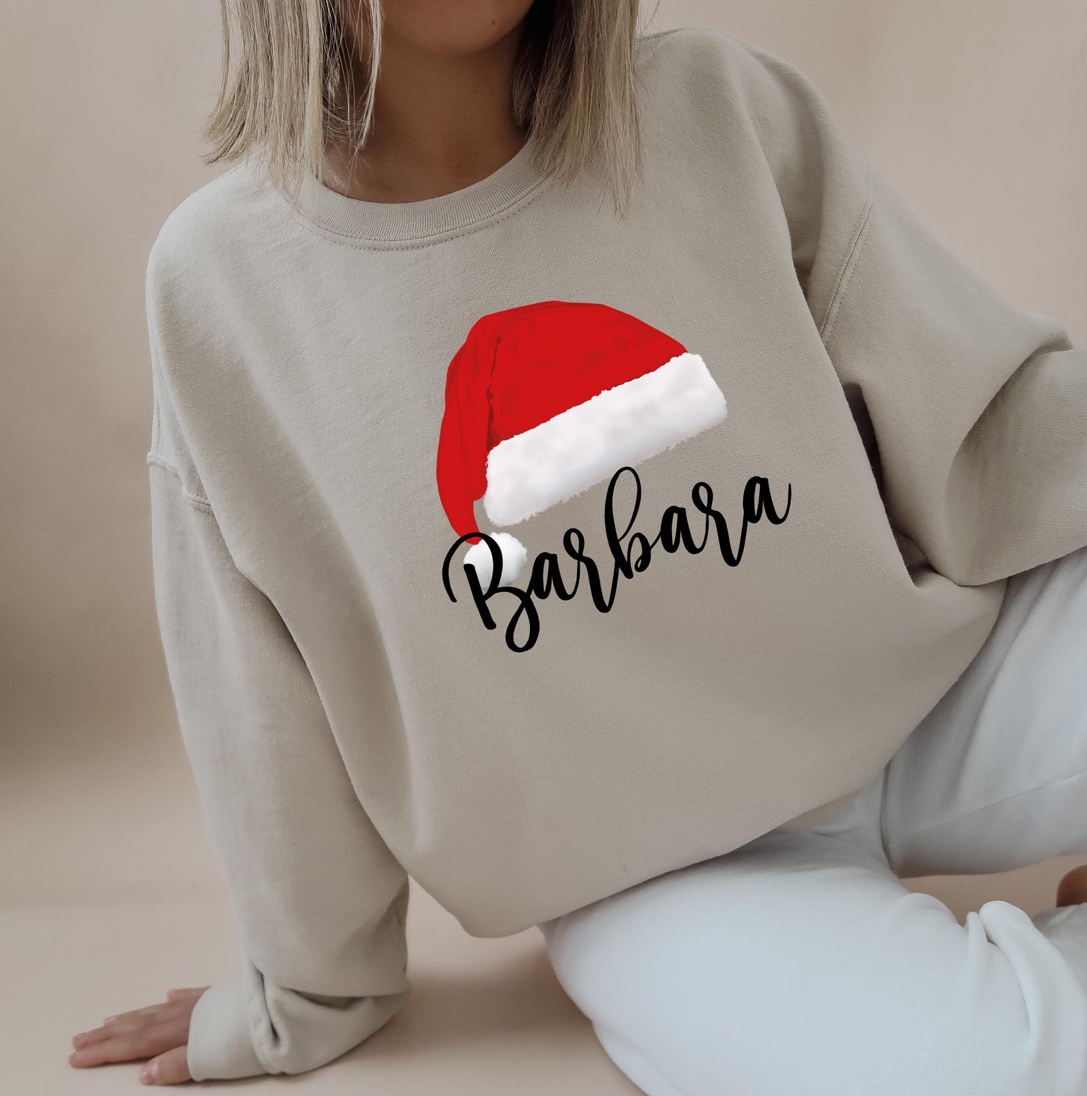 Santa Hat Elk Custom Grandma Christmas Sweatshirt