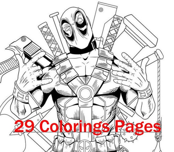 Deadpool 29 Printable Deadpool Coloring Pages for Kids Boys - Etsy