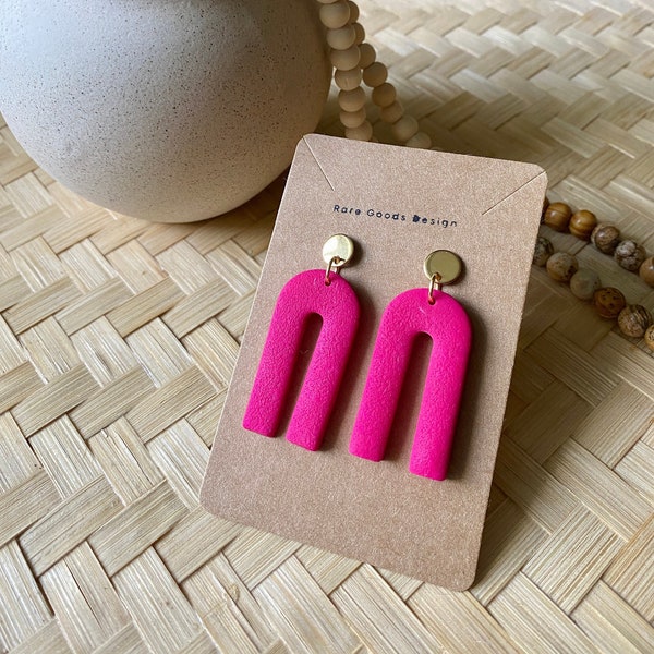 Minimalist Skinny Arch Clay Earrings - Various colors