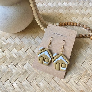 Snowy Gingerbread House Earrings