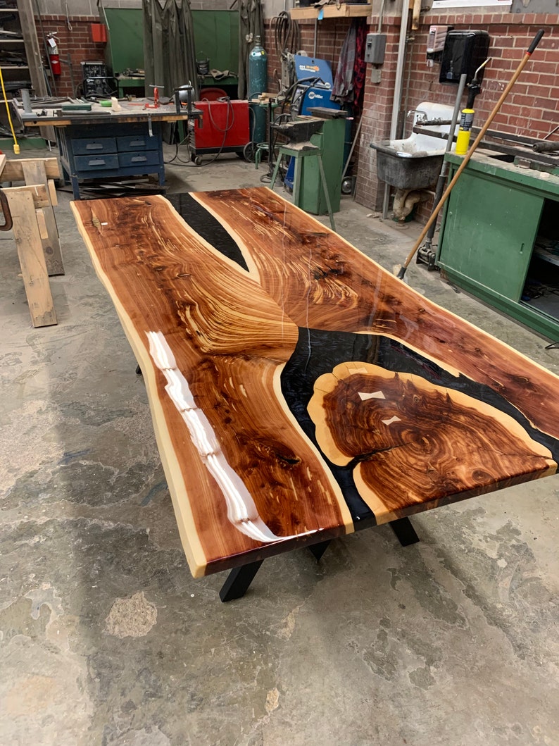 Handmade Live Edge Cedar Epoxy Dining Table Etsy