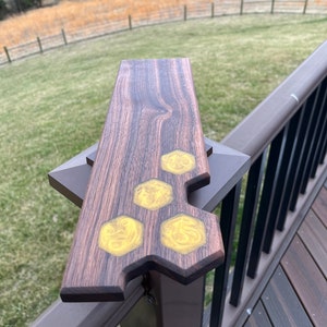 Sampler Board | Serving Board | Charcuterie Board | Walnut and Gold | Epoxy | Honey Bee  |  Honeycomb