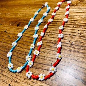 Hand beaded flower necklaces