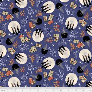 Tarot Toss, Practical Magic by Jacqueline Wild for P&B Textiles, PMAG-5361-V, Halloween Collection, 1/2 Yard Increments Continuous