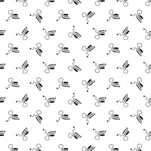 Mini Irons in Black, Press On by J. Wecker Frisch for Riley Blake Designs, C15261-Black, Sold in 1/2 Yard Increments Cut Continuously, New