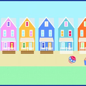 Beach Houses Table Runner Pattern, American Jane by Sandy Klop for Riley Blake Designs, P205-Beachhouses, Runner Size 52" x 27", New