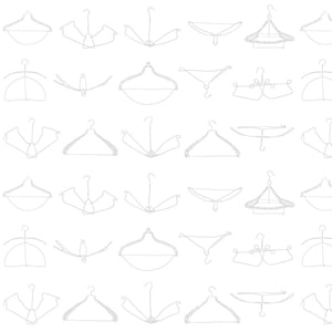 Wire Hangers in White, Press On by J. Wecker Frisch for Riley Blake Designs, C15258-White, Sold in 1/2 Yard Increments Cut Continuously, New