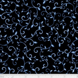 Scroll in Midnight, Practical Magic by Jacqueline Wild for P&B Textiles, PMAG-5364-K, Halloween Theme, 1/2 Yard Increments Cut Continuously