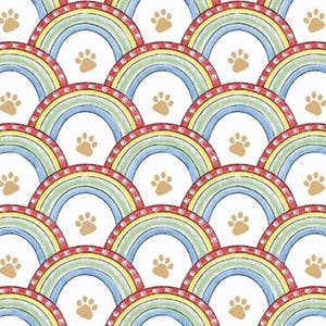 Rainbow Set, A Place To Call Home by Grace Violet Designs for Henry Glass & Co, Dog Theme, 1422-78 Blue Multi, 1/2 Yard Increments, New