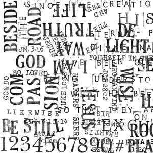 Parable Stamps in White, Sewing Seeds III by J Wecker Frisch for Riley Blake Designs, C15691-White, 1/2 Yard Increments Continuous, New