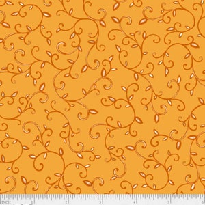 Scroll in Light Orange, Practical Magic by Jacqueline Wild for P&B Textiles, PMAG-5364-LO, Halloween, 1/2 Yard Increments Cut Continuously
